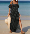 Summer Off-the-Shoulder French-style Polka Dot Dress For Women